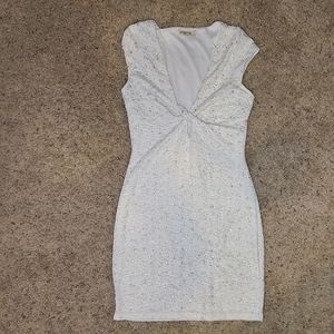 Arden B Gold Speckled White Dress